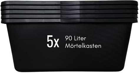 Boîtes à mortier de 65 à 90 litres - Seau à mortier rond ou carré - Baignoires en plastique de qualité supérieure - Bac à plantes pour parterre surélevé (5 x 90 l carré)