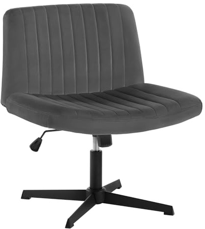 WOLTU Bürostuhl ohne armlehne, Drehstuhl, Ergonomischer, höhenverstellbar, 360° drehbar, Polstersessel, mit Schaukelfunktion, Samt, Dunkelgrau