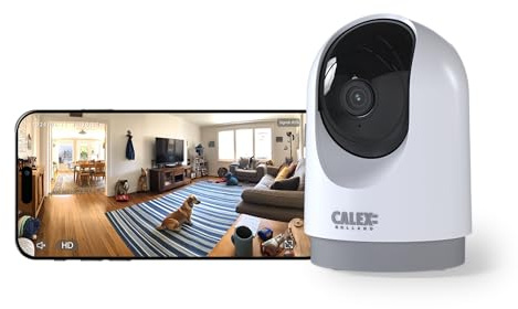 CALEX Smart Caméra PTZ connectée intérieure à Rotation et Inclinaison, Caméra de sécurité WiFi, 2K, Vision Nocturne, Audio bidirectionnel et détection de Mouvement Via Smartphone