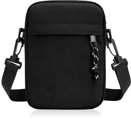 Forhome Herren Handy Schultertaschen, Umhängetasche Herren Klein, Schwarz Crossbody Bag Herren, Wasserdichte Reißverschluss Tasche für Tägliches, Leben, Reise Outdoor Sportarten