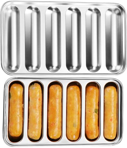 Edelstahl Wurstform mit Deckel, Leichte Entnahme DIY Hot Dog Form, Hausgemachte Fleisch Wurst Form, Antihaft Wursti-Maker Backform, Wurstformer für Backen Kochen Home Küche, BBQ, Veganen Bratwürsten