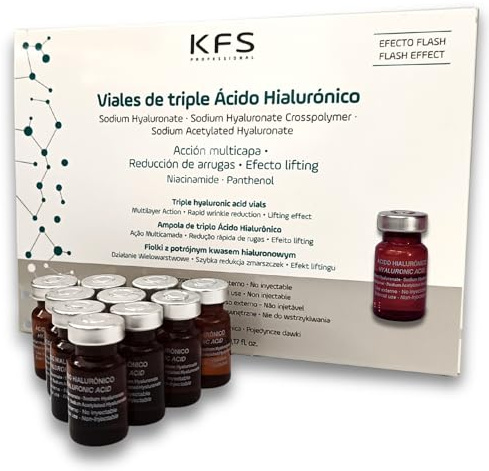 KFS Triple Serum visage acide hyaluronique 10x5ml – Effet flash lifting immédiat multicouches– Sérum hydratant anti-rides puissant pour microneedling visage, dermaroller, dermapen. Soin anti-âge pro.