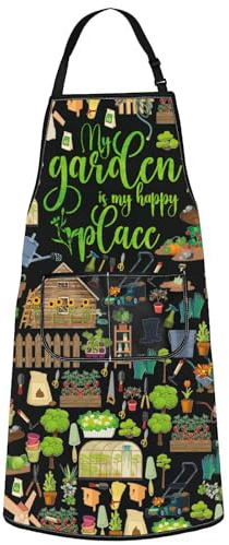 WZMPA Gardening Apron With Pockets Gardener Gifts The Garden Is My Happy Place Adjustable Apron For Gardener Florist, Happy Place F Ap
