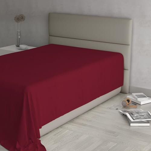 Max Color Bettlaken, 100% Baumwolle, einfarbig, Bordeaux, Einzelbett 150 x 300 cm