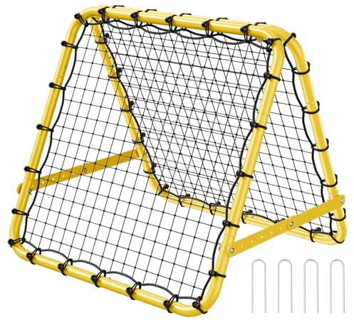 VEVOR Filet de Rebond de Football, 101,6 x 89,9 x 94 cm, rebondisseur pour entraînement Football Portable, Tube en Fer, Filet de But à Angles entièrement réglables, équipement pour Enfants, Tous âges