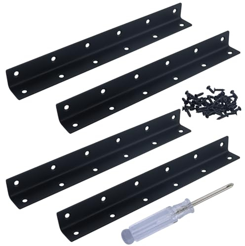 Lot de 4 connecteurs d'angle en métal avec vis et tournevis, angle en L pour tables, armoires, meubles (noir)