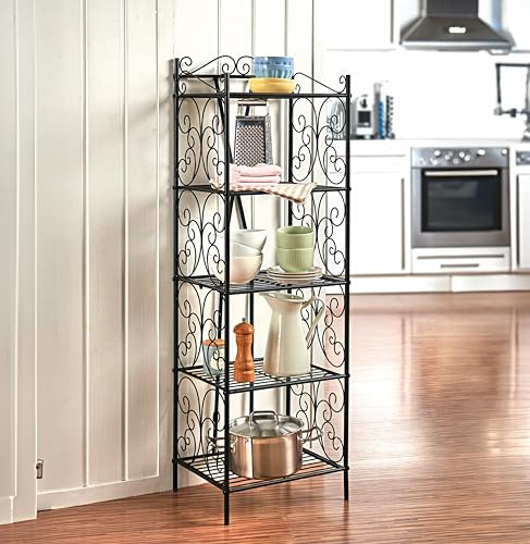 Coopers of Stortford - 5-Tier Scroll Shelving Unit - Freestanding Metal Storage Rack - Retro Scroll Design - Space-Saving Kitchen Shelves - Easy Assembly