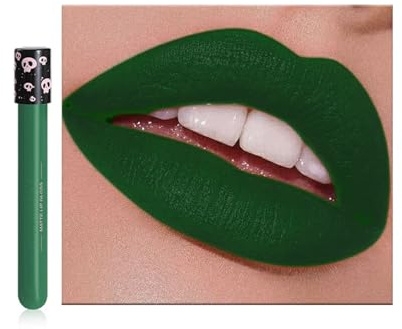 Matte Green Liquid Lipstick Waterproof Full-coverage Green Lip Gloss, Highly Pigmented Long Lasting Smudge-proof Face Body Paint for Festival Cosplay Makeup Gift for Women