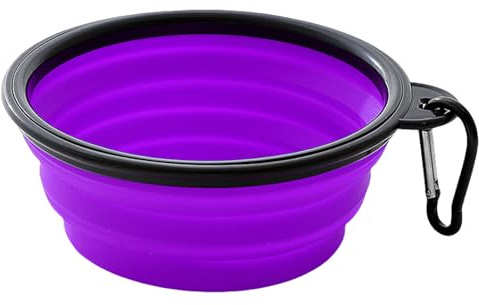 3 Packs de Bols Pliables pour Chien, Bols d'eau de Voyage pour Chien et Chat, Bols portatifs en Silicone de qualité Alimentaire pour Chiens et Chats (Violet)
