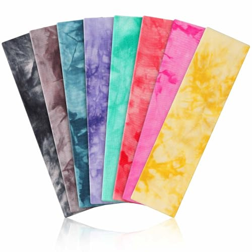 AWUMBUK Fascia Capelli Donna Uomo, 8 Pezzi Fasce Per Capelli Donna Elastica Fascia Per Capelli Antiscivolo Headband Sport Yoga Fitness Fascette Unisex Accessori Per Capelli