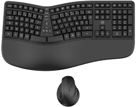 Mobility Lab – Ergo C30W – Combo Clavier + Souris sans Fil Ergonomique – AZERTY, Repose-Poignets, Disposition Ergonomique, Inclinaison Ajustable du Clavier, DPI réglables – Windows