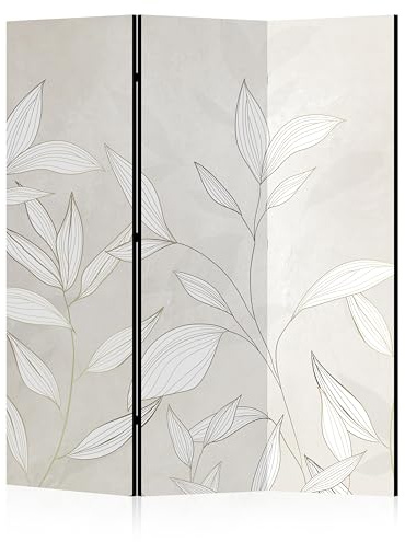LUMASOUL Separe Divisorio Interno Monofacciale - Paravento da Interno 3 Pannelli Divisorio per Ambienti - Divisori per Interni con Motivo Feuilles - 135x172 cm