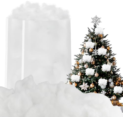 Sunyunze Neige Artificielle en Fibre Fausse 240g Neige Moelleuse de Noël Ouate de Remplissage pour Nuages Blanc pour Village de Noel Décor d'hiver Décoration de Fond de Fête