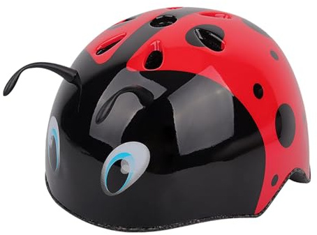 3D Ladybug Bike Casco Bambini Portatile Strada Ciclismo Casco per Bambini Equitazione S Rosso Nero