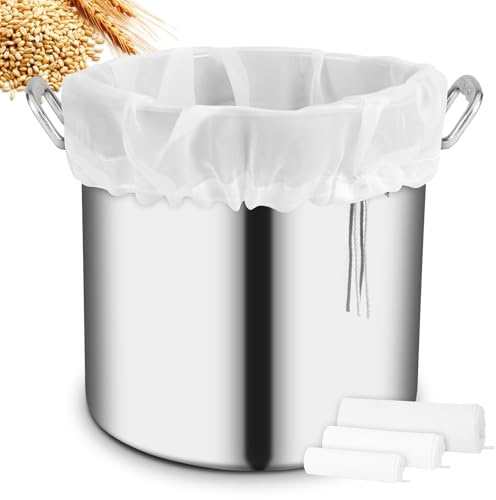AOOTE Bolsas de Leche de Nueces,3 Pcs Bolsas Reutilizables Malla Fina Nailon,3 Tamaños,200 Malla Bolsa Colador de Malla Fina con Cordón,Bolsa de Filtro para Queso Casero para Queso,Zumo de Frutas