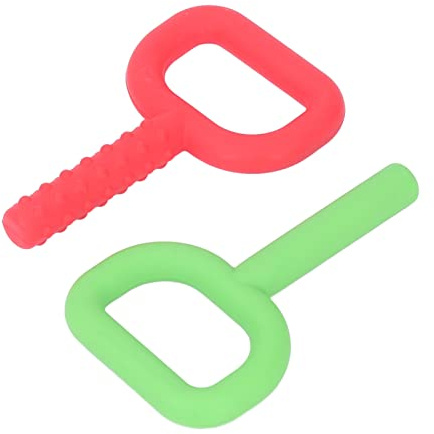 Bamjour Juguetes para Masticar Sensoriales, 2 Piezas de Juguetes para Masticar de Mano con Letra D, Sensoriales de Silicona para la Dentición, Masticables para Niños para Niños Autistas