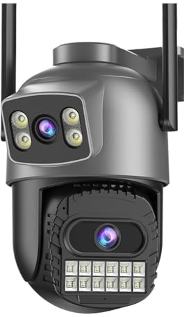 Telecamere di Sorveglianza, Telecamera IP 10MP 5K for esterni, Wi-Fi, PTZ, doppia lente, sorveglianza HD 5G, con rilevamento umano, monitoraggio e visione notturna(10MP 64G SD Card)