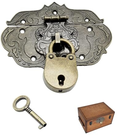 WINXMIN 1Pcs Vintage Cierres Antiguos- diseño de Hierro de Bronce, Accesorios para Cortinas, cerraduras en cofres,para joyero, Caja de Madera, Caja de Vino, Caja de Herramientas