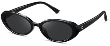 kimorn Oval Sunglasses for Women Men Fashion Small Oval Sun glasses 90s Vintage Shades (Black/Grey)