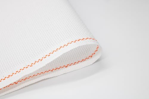RIOLIS - Zweigart Aida 18 ct Bianca 3428/100, Tessuto per Punto Croce 50x50 cm, Tela Aida 18 ct per Ricamo e Mezzo Punto, Tessuto in Cotone per Ricamo a Punto Croce