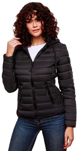 Navahoo B650 Veste matelassée pour femme, veste de transition, pour printemps, Noir , L