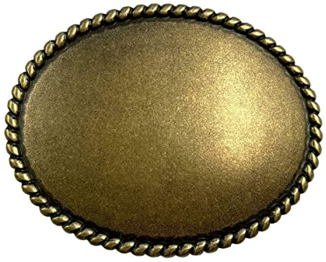 H11659 Oval Rope Edge Buckle Blank Plain Buckle Fits 1-1/2(38mm) Belt Strap (Antique Brass)