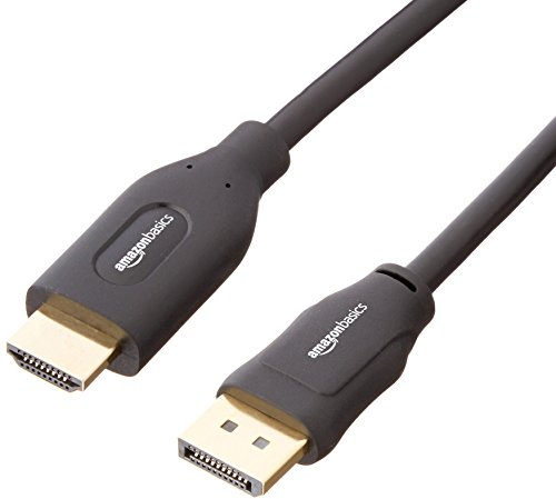 Amazon Basics DisplayPort to HDMI Cable, Video and Audio, Uni-Directional, 1920x1200, 1080p Full HD, Gold-Plated Plugs, 3 Feet, Black, 5-Pack