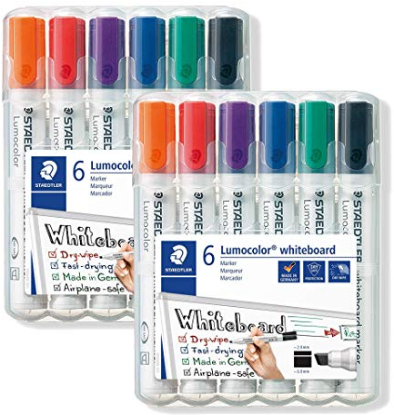 STAEDTLER Lumocolor Whiteboard Marker (6 Stück, 2 x Meißelspitze)