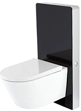 Milano Arca 483mm Bathroom Toilet WC Unit Wall Hung Japanese Bidet Pan and Seat - Black