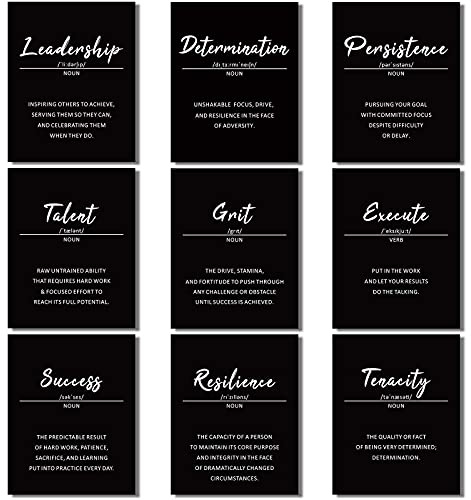 Outus 9 Pieces Inspirational Phrases Posters Wall Decor Motivational Sayings Quote Positive Prints for Teens Adults Living Room Office Classroom Bulletin Board Decor,Unframed,8 x 10 Inch (Black)