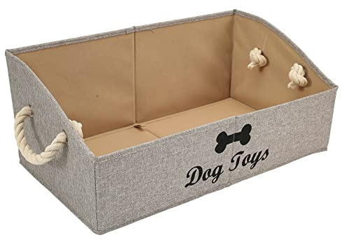 Morezi Coffre à jouets pour animaux de compagnie en toile trapézoïdale avec poignée, adapté pour ranger les jouets pour chiens et les fournitures pour animaux de compagnie-Marron Clair