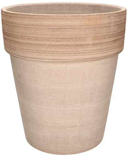 KOTARBAU® Ton-Blumentopf Übertopf ⌀ 31 cm Keramik Terrakotta Frostbeständig Geriffelter Rand Coffee