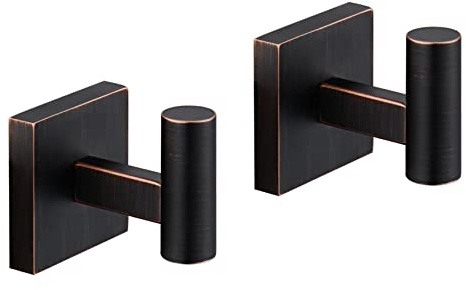 KOKOSIRI Robe Hooks Bathroom Towel Coat Hook for Bath Kitchen Hardware Wall Mounted, 2 Pack Oil Rubbed Bronze Stainless Steel B1013ORB-P2