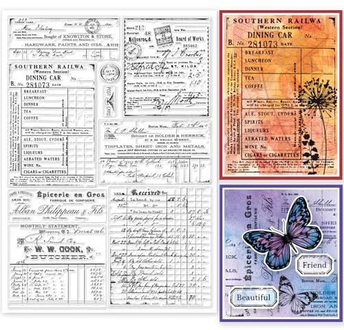 GLOBLELAND Retro Handwritten Ledger Clear Stamps for Scrapbooking 21x30cm Vintage Words Background Silicone Clear Stamp Seals Transparent Stamps for Cards Making Journal Home Decoration