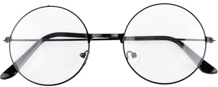 GroveEs Round Eyeglasses,Durable Black Metal Frame Eyeglasses with Clear Lens,Retro Glasses Decorative Accessories for Women Men Outfit Decor Fancy Dress Parties