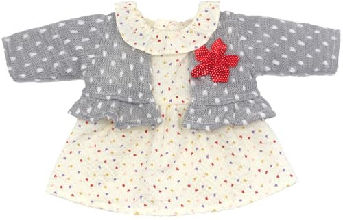 ZWOOS Puppenkleidung 35-43 cm für New Born Baby Puppen, Lotusblätter-Kragenkleid und Gepunkteter Mantel, Geschenke für Mädchen, Kinder