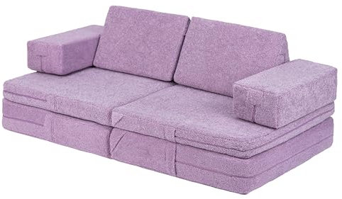Zonky Spielsofa | Kindersofa aus Schaumstoff Bausteine - Spielsofa für Kinder & Kuschelecke im Kinderzimmer - Kinder Sofa mit abnehmbaren Bezügen - kindercouch Modulares zum Spielen (Lila)