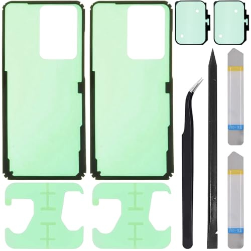 ZHUROUPU Baksidesskydd, självhäftande klistermärke för Samsung Galaxy S20 Ultra G988 6,9 tum 2020, utbytesbatterilucka vattentätt lim med batterilim och kameralim (2 st)