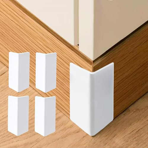 Baseboard Corner Protectors,Thickened Rubber Self Adhesive Corners Blocks Guards Trim for Baby Proofing Edge Furniture,White,4PCS