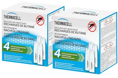 Thermacell - Set di 8 cartucce di gas butano per scudo diffusore e lanterna anti zanzare, effetto rapido, inodore