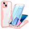 Phoona für iPhone 13 Mini Hülle, 360 Grad Robust Stoßfest Schutzhülle mit Eingebautem Displayschutz, Case Transparent Panzerhülle Handyhülle für iPhone 13 Mini, Rosa