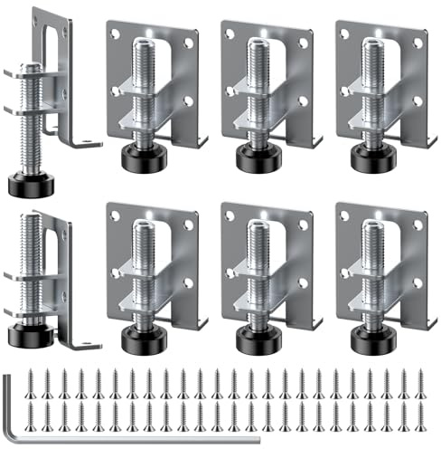 Lot de 8 pieds de meubles réglables 55/102 mm - Pieds de nivellement de meubles robustes - Pieds réglables en hauteur pour meubles avec 48 petites vis et 1 clé Allen pour armoires, étagères, armoires