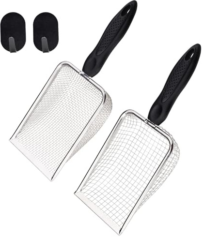 Yitexin Setaccio da Giardino in Acciaio Inossidabile con Maniglia e 2 Ganci Neri, setaccio Sabbia a Maglia 3,8 mm/5 mm, setaccio Giardino Palla Schermo per Pietre Composto Ghiaia (Argento)