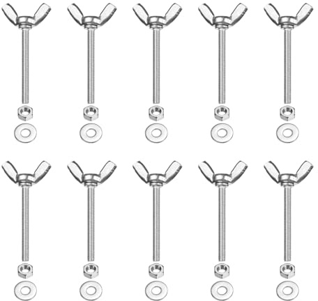 PATIKIL Viti a farfalla M3 da 0,5 x 30 mm, 10 pezzi in acciaio inossidabile 304, dadi ad alette e bulloni di fissaggio per macchine elettroniche, strumenti fai da te, argento