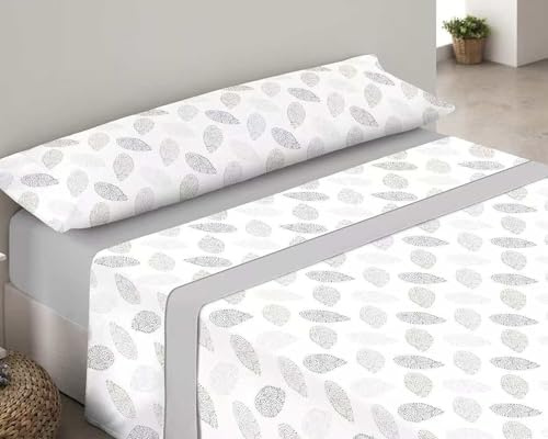 DECODEKO Juego de Sábanas Pirineo Termica 4 Piezas - Sábanas de Otoño/Invierno Tejido Polar, Bajera 180x190cm, Encimera de 250x260cm y Dos Funda Almohadas 45x110cm(Gris, Cama 180)