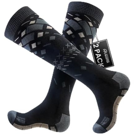 OutdoorMaster Calze Termiche Sci in Cotone Premium - Calze Trekking Uomo/Donna - Confezione 2 Paia, Altezza al Polpaccio - Traspiranti, Antiscivolo e Resistenti, per Sci, Snowboard e Outdoor