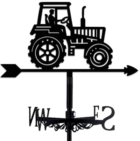 BEUNITONE Metal Farm Tractor Weather Vane, Outdoor Garden Wind Direction Indicator with Anti-Rust Finish for Roof, Shed, Yard and Patio Decor