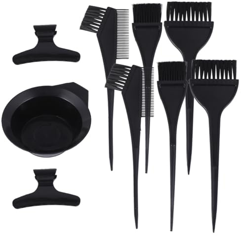TEHAUX Kit para Teñir el Cabello de 9 Piezas Cepillo, Cuenco y Pinzas de Plástico, Fácil de Limpiar y Pulido Coloración en Salón Profesional