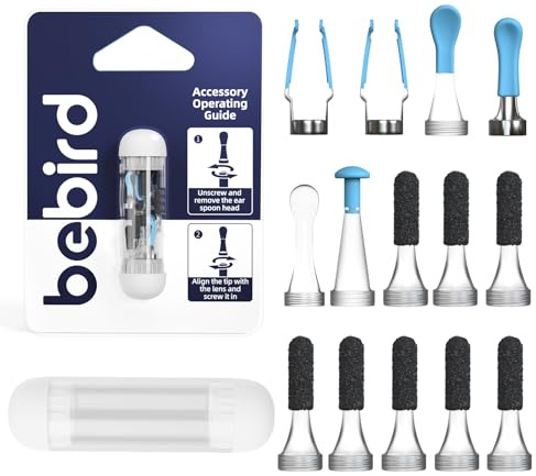 Officiella BEBIRD Earsight-originaltillbehör – 14-delars ersättningsspets-set för våt/kemtvätt av öronvax – Kompatibel med BEBIRD Earsight Plus & R1-serien (tillbehör till öronskedar)