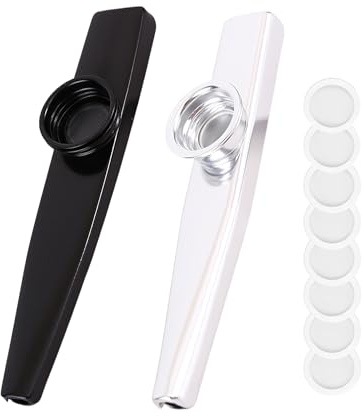Kazoo Instrument Profesional, 2 unidades de metal con 8 membranas de flauta, instrumento musical versátil para niños y adultos